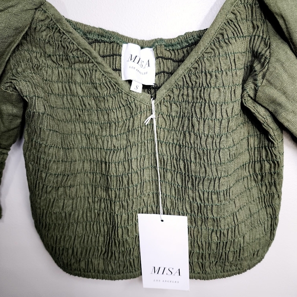 NEW MISA LOS ANGELES Calla Shirred Crop Top - Picture 5 of 6